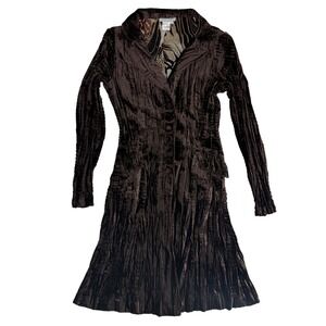 Vintage Y2K Alberto Makali Crushed Velvet Brown Animal Print Lined Jacket Medium